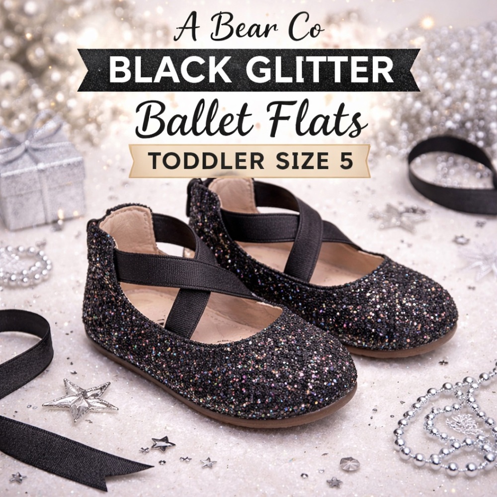 A Bear Co. Black Glitter Sprinkled Ballet Flats Toddler Size 5